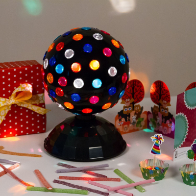 Proiettore disco a sfera rotante Ø 22 x h. 31 cm, giochi di luce automatici, luci per feste