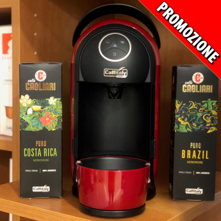 Macchina da Caffè Caffitaly Clio S21 Rosso/Nero con 80 Capsule incluse