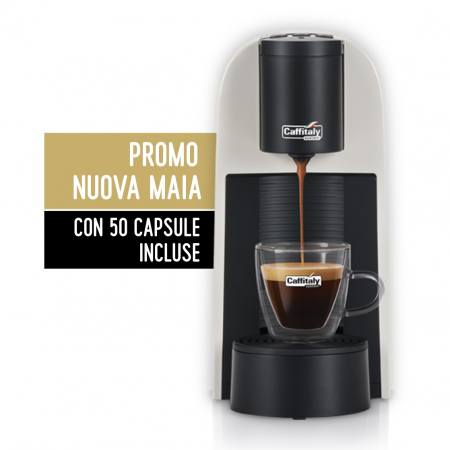 Macchina da Caffè Caffitaly MAIA S33 Bianco con 50 Capsule Corposo incluse