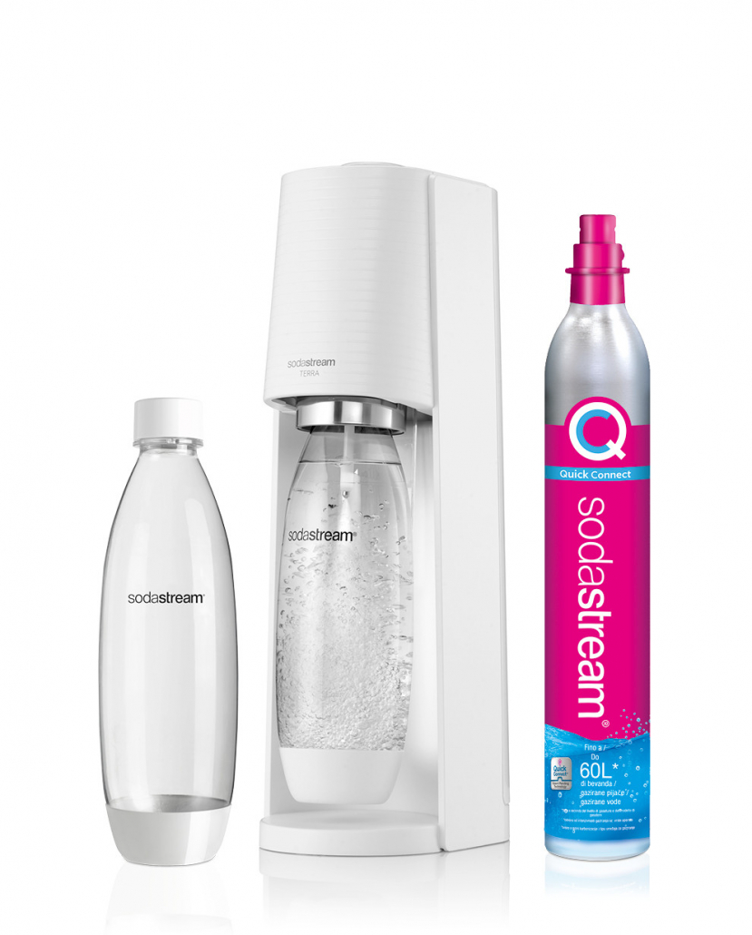 Sodastream Gaia - Gasatore da tavolo compreso un cilindro rosa e